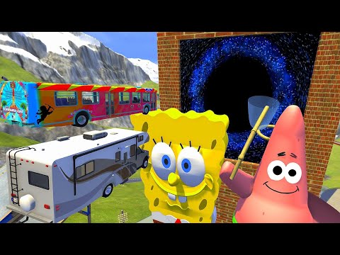 Heavy Vehicle High Speed Jumps Over SPONGEBOB & PATRICK - BeamNG.drive Jumps Through Black Hole
