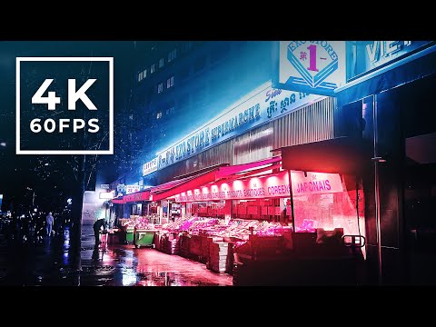 Walking in the rain - Paris 13 Night - 4K Rain Ambience