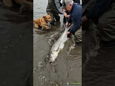 We caught the fish with a hook in its mouth in the river to help it
