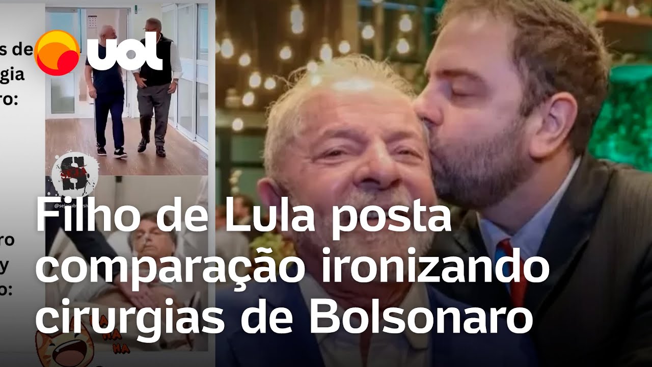 Filho de Lula publica comparação ironizando cirurgias de Bolsonaro