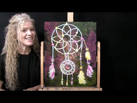 Learn How to Draw and Paint "GALAXY DREAM CATCHER" with Acrylic -Easy Fun Skyscape Art Tutorial