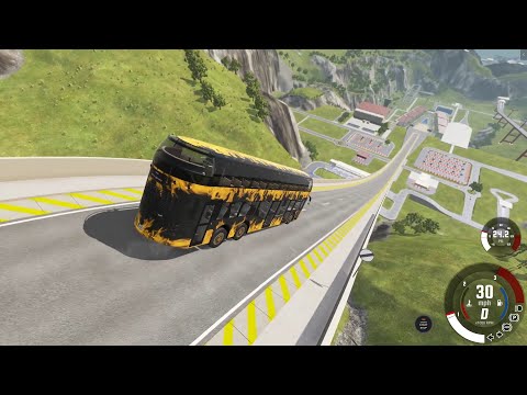 Beamng Drive Bus Crash - Bus Capsule 2021 Standard LHD, High Speed Car Jump Arena | Game Video Clips