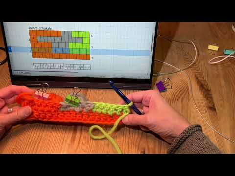 Intarsienhäkeln mit Stäbchen - Intarsia crochet with double crochets (US-Term)