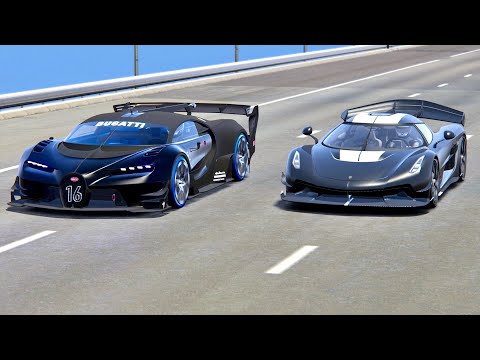 Bugatti Vision GT SuperSonic Engine vs Koenigsegg Jesko Jet Engine - Drag Race 20 KM