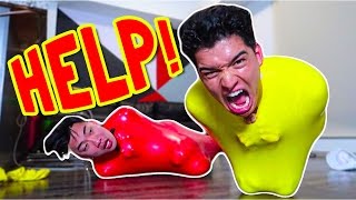 STUCK INSIDE GIANT BALLOONS! (DANGEROUS)