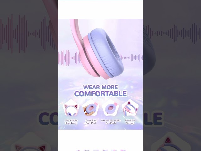 Vídeo relacionado con iClever Auriculares Bluetooth para Niños, BTH13 Cat Ear LED Light Up Kids Auriculares Inalámbricos, 50H Playtime, 74/85dBA Limitación de Volumen, con Micrófono sobre la Oreja