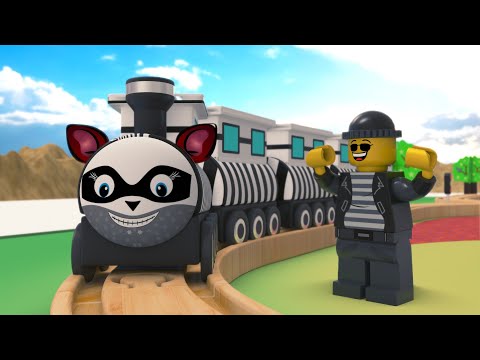 lego  thief train fail - lego city cartoon - choo choo train kids videos