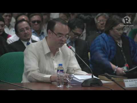 Alan Peter Cayetano at his confirmation hearing as DFA secretary
