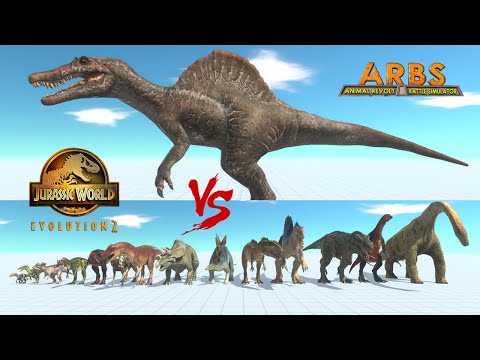 JWE2 SPINOSAURUS vs ALL UNITS DINOSAURS with HP BAR