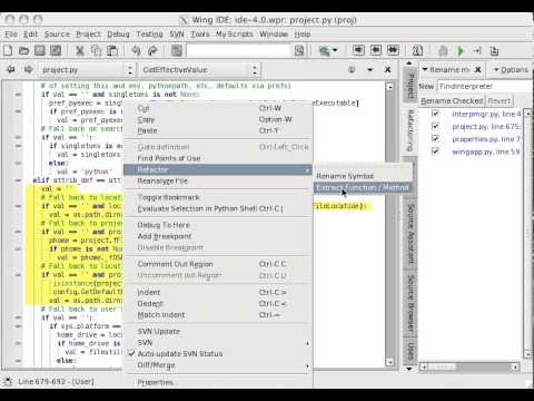 Refactoring Python With Wing Ide