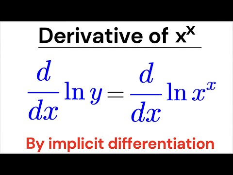Derivative of x to the x by implicit differentiation