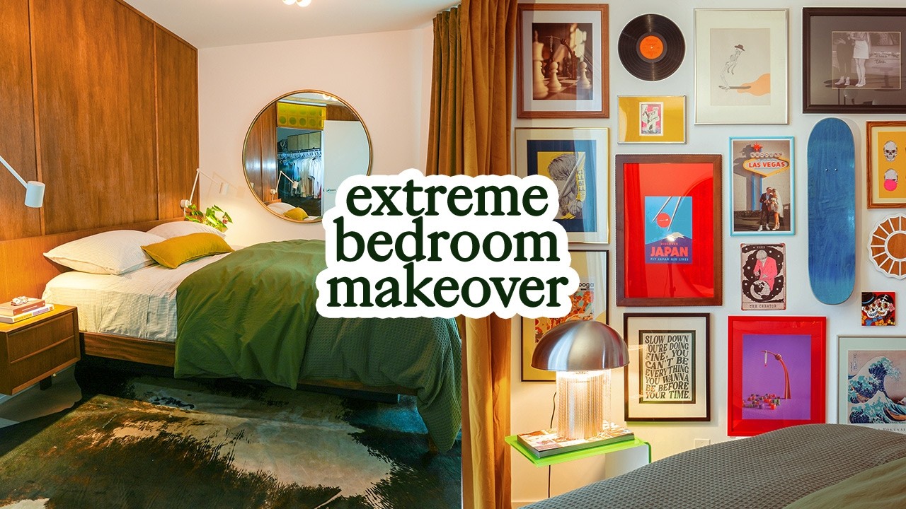 EXTREME small bedroom makeover | renter-friendly wood panel DIY
