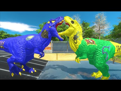 ETERNALS IKARIS T-REX DEATH RUN WITH HP BAR JUNGLE-Animal Revolt Battle Simulator