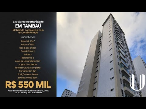 Furnished apartment for sale in the Tambaú neighborhood of João Pessoa, Paraíba.