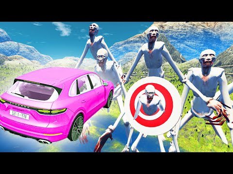 Jumping CARS in the mountains with giant SCP 096 MODEST! Cars Crashes - Beamng Drive