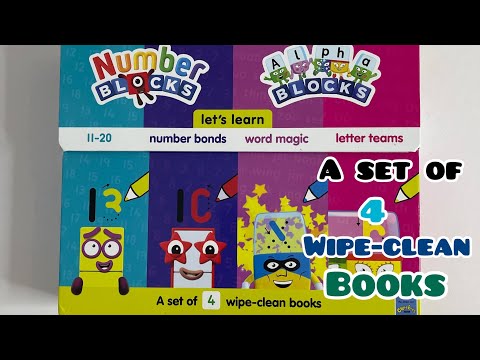 Unboxing Numberblocks and Alphablocks 4 wipe-clean books set 📚📕📗📘📙
