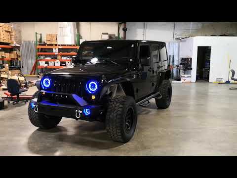 Halo LED headlights for Jeep Wrangler
