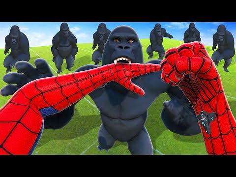 Spiderman FIGHTS 100 Gorillas - Bonelab VR Mods