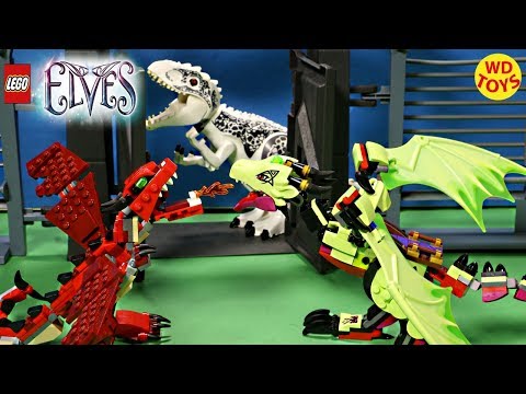 New Lego Indominus Rex Jurassic World VS Elves Goblin King's Evil Dragon Stop-Motion Unboxing 41183