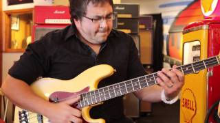 Donny Tesso plays a 1965 Fender Jazz Bass at Rumble Seat Music Southwest