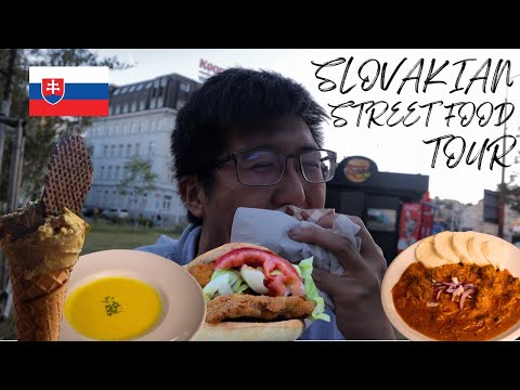SLOVAKIAN STREET FOOD TOUR 🇸🇰 - Schnitzel Burger, Garlic Soup, Goulash in Bratislava, Slovakia!