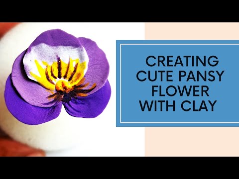 how to make pansy flower with clay, no mold clay flower #clayflower #claycraftideas #dsartscrafts