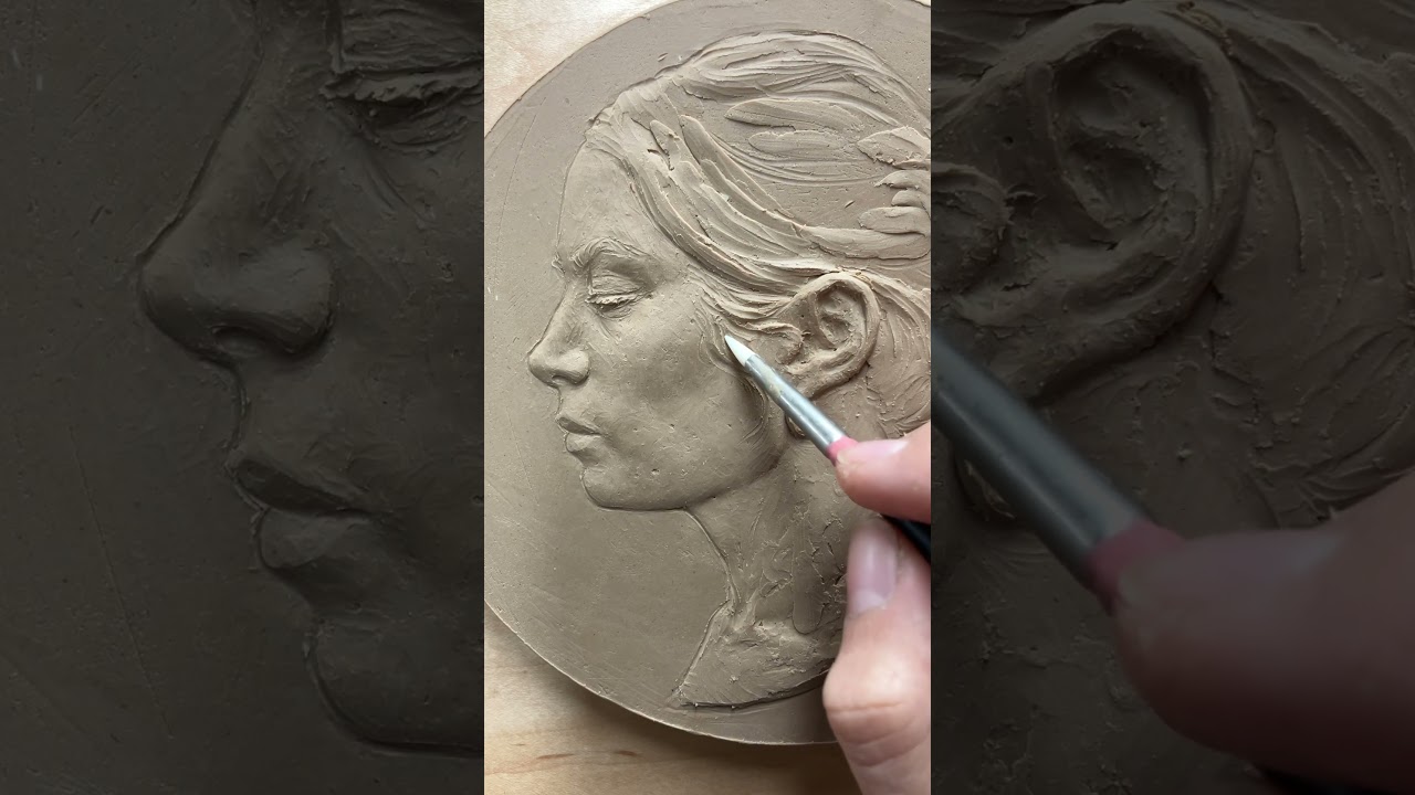 Bas Relief Portrait Sculpture in Progress #sculpture #clay #portrait #portraitsculpture