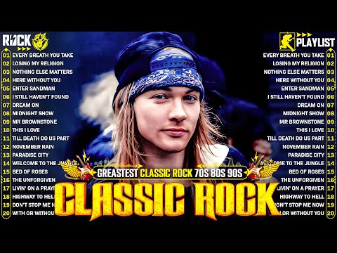 Top 100 Classic Rock Songs 70s 80s 90s | Guns N' Roses, Queen, Bon Jovi, Led Zeppelin, Nirvana, U2