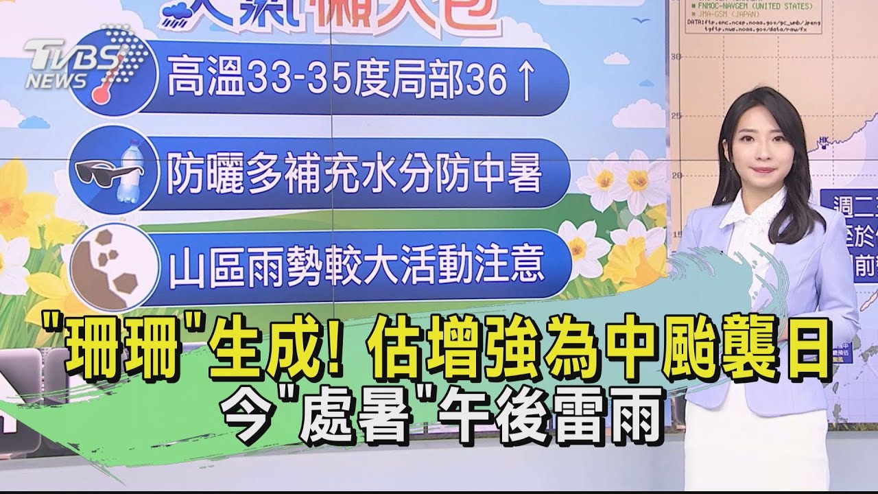 天氣/「珊珊」生成！估增強為中颱襲日　今「處暑」午後雷雨