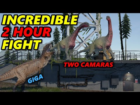 Extremely Rare and Difficult Fight - One Giga vs Two Camaras - The Isle Gameplay