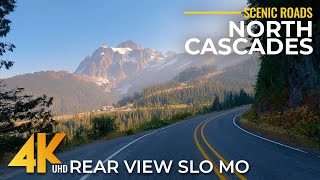 Relaxing Autumn Road Trip | 4K Scenic Drive Through North Cascades in Slow Motion / Rear View