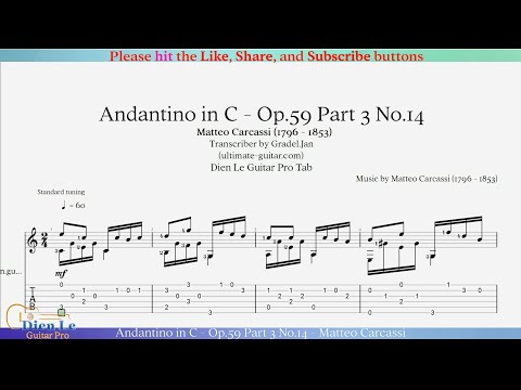 Opus 59 Part 3 No 14 - Andantino In C Major - Matteo Carcassi