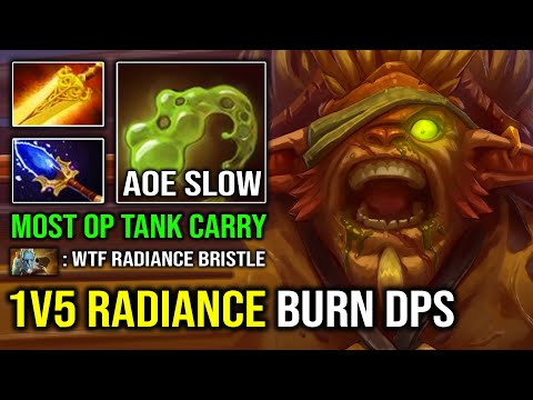 CRAZY 1v5 Radiance Burn DPS Brutal Tank Carry with Full Aghanim Bristleback Dota 2