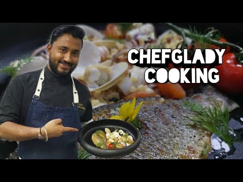 Seabass with seafood fregola