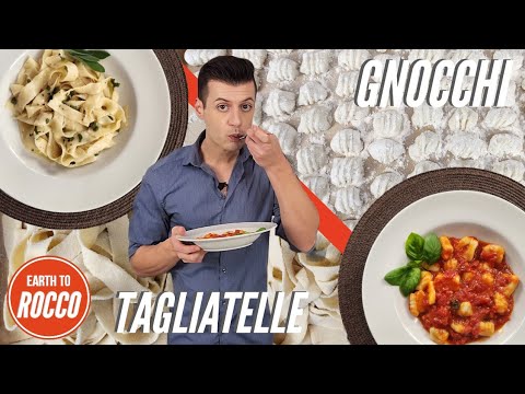 2-INGREDIENT Homemade Gnocchi & Tagliatelle | with Tomato Sauce & Creamy Vegan Butter and Sage Sauce