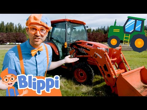 Blippi Explores A Red Tractor! Construction Vehicles Part 2 | Educational Videos For Kids