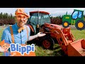 Blippi Explores A Red Tractor Construction Vehicles Part 2 Educational Videos For Kids