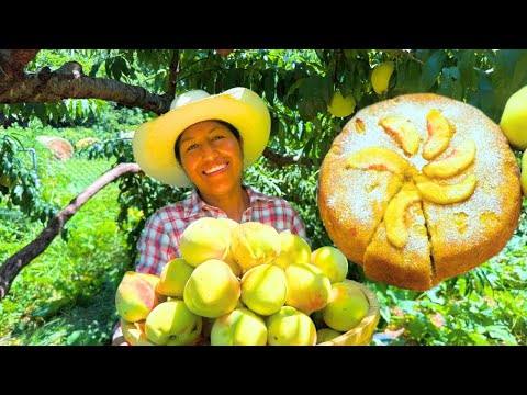 Cosechamos DURAZNOS para hacer un DELICIOSO POSTRE🍑/Lucy Rich🇺🇸🇵🇪