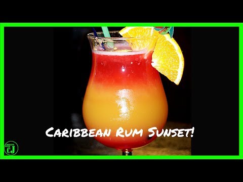 CARIBBEAN RUM SUNSET BLENDED COCKTAIL!