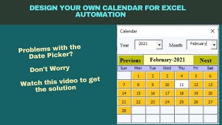 Calendar Design in  Excel VBA | Date Picker