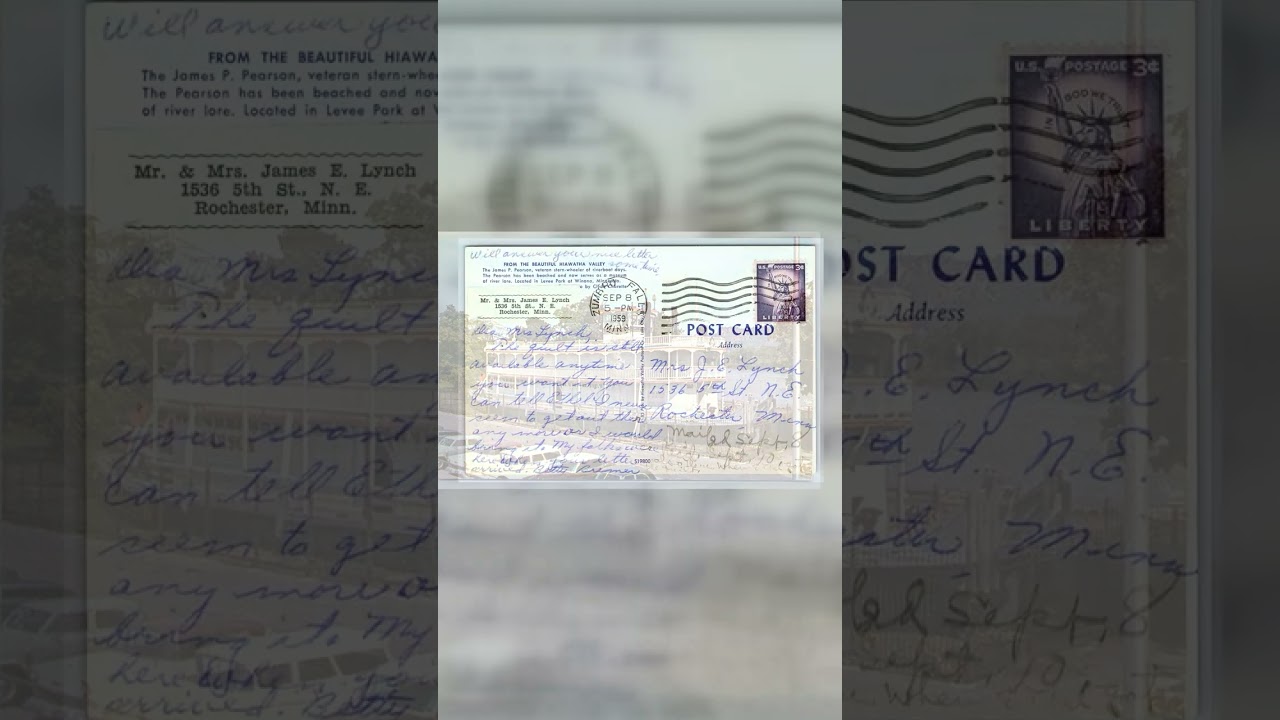 Hiawatha Valley Postcard, RPPC, James P. Pearson, Winona, MN, 1959 Video