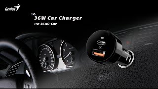 Adaptér do auta Genius 36W, 2 porty, USB-C, USB-A, PD-36AC-Car