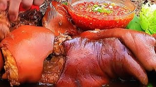 Extreme Mukbang Challenge Eating Fatty Pork & Giant Braised Pork Legs with Super Spicy Sauce