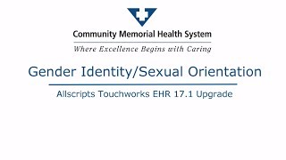 Allscripts EHR 17.1 -Gender Identity and Sexual Orientation