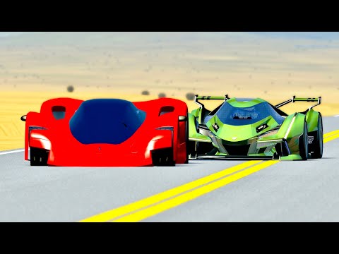 Ferrari Marte 2050 Concept vs Lamborghini V12 Concept - Desert Drag Race 10 KM