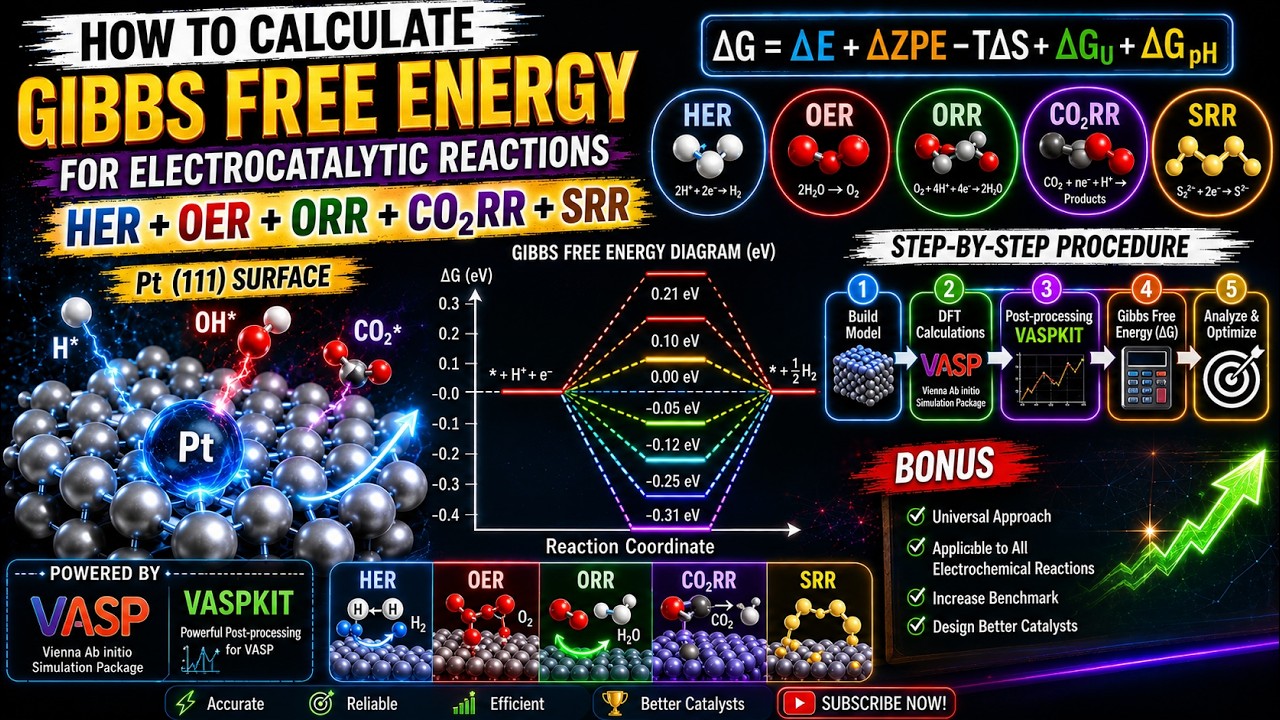 VASP Tutorial: How to Calculate Gibbs Free Energy (ΔG) for Electrocatalysis & Photocatalysis