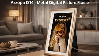 Arzopa D14 - Metal Digital Picture Frame with Large Display 14" FHD IPS Anti-Glare Touch Screen