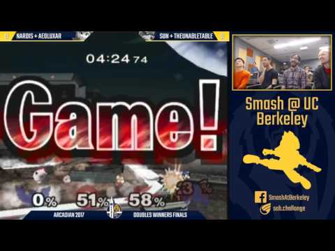 Berkeley Arcadian 2017 - Melee Doubles Winners Finals: Sun & Unabletable vs Aeoluxar & Nardis