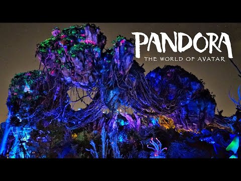 🌌 Pandora at Night 4K |Disney’s Animal Kingdom Walkthrough |Amazing Bioluminescent World of Avatar ✨
