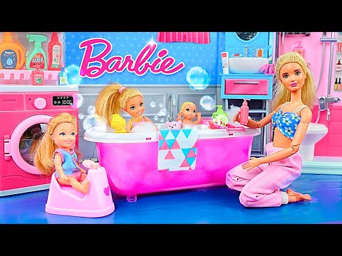 Barbie Doll Family After School Night Routine